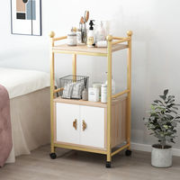 Chariot de Luxe en Métal Blanc Doré pour Salon de Coiffure, Esthétique, Manucure, Pédicure, Spa, avec Verrou