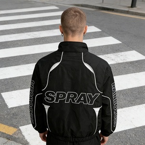 Nuova Giacca a Vento da Uomo Rainbow <span class=keywords><strong>Spray</strong></span> con Colletto Rialzato, Stampa Puff, Ricami e Patchwork, Zip e Polsini Elastici, Abbigliamento Streetwear - Product Image 3