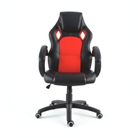 Chaise de bureau pivotante confortable noire et rouge, avec assise en mousse absorbant les chocs, idéale pour le gaming et les postes de travail intérieurs, robuste
