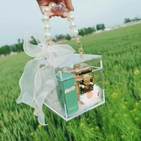 Boîte élégante en PMMA à 6 faces, boîte cadeau de mariage en acrylique, coffret cadeau de luxe pour anniversaire, boîte en lucite pour après-fête (boîte uniquement)