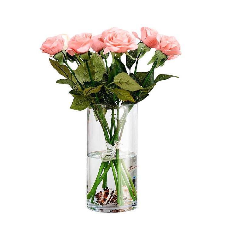 Classic Straight Transparent Glass Wedding Vase Low Moq For Home Use For Flowers Candle Holder Or Bottle-factory Wholesale