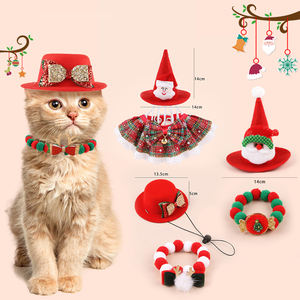 Nieuwe Winter Nieuwigheid Kerst Kat Kraag Accessoire Set Met Schattige Strik En Ketting Decoratie - Product Image 1