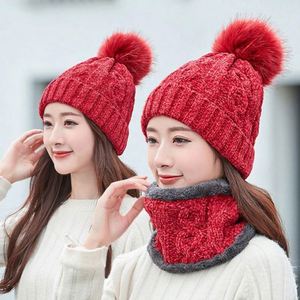Thick Knitted Women's <b>Winter</b> Wild Plus Fluffy Line Suit New Warm <b>Winter</b> <b>Hat</b> Scarf Set Knit - Product Image 1