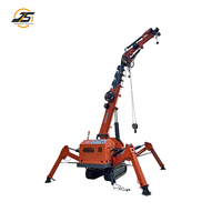 Mini-grue araignée à double alimentation avec flèche télescopique hydraulique pour levage de verre en intérieur, certifiée CE
