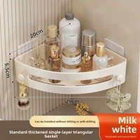 Panier d'angle triangulaire en plastique à trois niveaux sans perçage pour toilettes et salle de bain, directement de l'usine