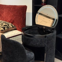 Coiffeuse minimaliste style crème avec miroir intégré, ensemble de maquillage et de coiffure, bureau de maquillage combiné, commode de chambre à coucher