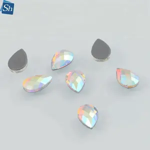 Flatback Hot Fix Rhinestone Glass Beads Manufacturers Nail Crystal Ab Rhinestone 5*8 Drop For Fabric