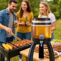 Distributeur de bière commercial portable à LED, refroidi par glace, finition chromée, en acrylique de qualité alimentaire, avec prise UK – Vente directe usine