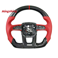 Volant personnalisé en fibre de carbone pour Lamborghini Urus, cuir rouge lisse, design sportif