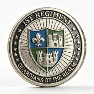 Badge du 1er Régiment Gardiens du Royaume, en alliage de zinc plaqué argent, emblème circulaire, émail dur, impression en relief, souvenir - Product Image 5