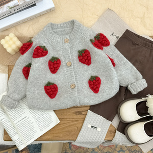 Meisjes Trendy Herfst Winter Warm Aardbei Vest Verdikte Wollen Trui Vrouwelijke Leggings Kind Meisje Kleding Jas Voor Meisjes - Product Image 4