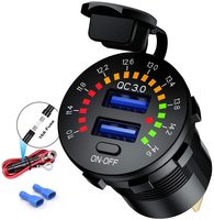 Chargeur de voiture double USB QC3.0 12V 24V à charge rapide avec voltmètre LED et interrupteur tactile pour bateau, moto, SUV