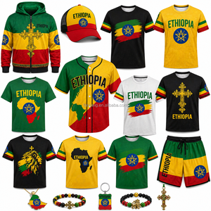 Vêtements personnalisés tie-dye d'Éthiopie pour hommes et femmes, vêtements à motifs africains, t-shirt en jersey, sweat à capuche, short, survêtement, chapeau, sac, usine - Product Image 2