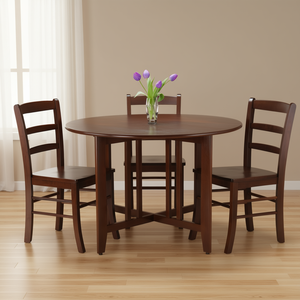 Ensemble de salle à manger Alamo 3 pièces, table ronde à plateau rabattable avec 2 chaises à dossier échelle - Product Image 2