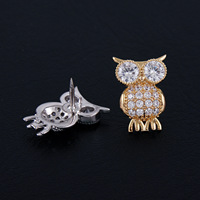Broche unisexe élégante en cuivre avec cristal hibou, micro-incrustation de zircon haut de gamme, épingle de revers de luxe pour mariage, plaqué or, anti-exposition