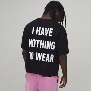 T-shirt uni 100 % coton de haute qualité pour homme, coupe ample, épaules tombantes, streetwear épais, t-shirts personnalisés surdimensionnés avec lettres pour homme - Product Image 1