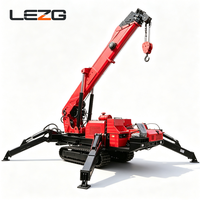 Mini-grue araignée de 3 tonnes, grue sur chenilles hydraulique avec stabilisateurs, rotation à 360 degrés, flèche télescopique, pour travaux de construction en intérieur et en extérieur