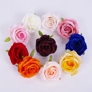 Wholesale popular 10cm rose flower head silk velvet roses cake flower silk rose heads