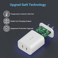 Adaptateur de chargeur mural HYTO USB C 36W, double port, prise US, UK, EU, charge rapide, chargeur GaN type C pour iPhone 16, Samsung, ordinateur portable