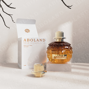 Botella de Perfume Redonda de Vidrio ABOLAND con Tapa de Rosca con Grabado Dorado, Envase Decorativo - Product Image 5