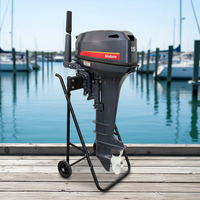Moteur hors-bord à essence 2 temps 15 CV à démarrage manuel avec système de refroidissement par eau et commande par timon, ODM, pour bateaux et yachts marins