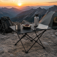 Table de camping pliable portable en acier carbone ultraléger, mini table pliante à base croisée pour la plage, le pique-nique et l'extérieur