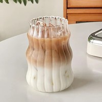 Vaso de Vidrio de Borosilicato de Pared Simple Personalizado para Café, Vasos Ondulados para Beber, para Restaurante