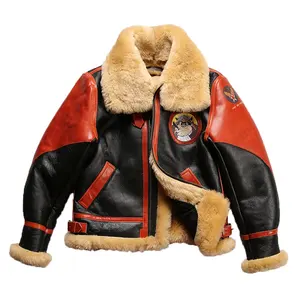 Hot Selling Product Best Winter Large size Shearing Fur Men's Customized Wholesale Fashion Casual Orange Genuine Leather Jackets