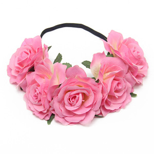 Bandeaux en forme de couronne de fleurs artificielles, bandeau élastique pour femme <span class=keywords><strong>et</strong></span> fille, robe de fête pour mariage <span class=keywords><strong>et</strong></span> carnaval - Product Image 4