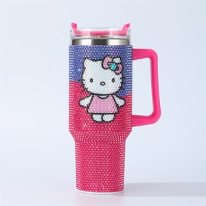 Taza de coche de acero inoxidable de gran capacidad de 40oz al por mayor, diseño de gato de dibujos animados de diamante, succión al vacío, viaje, de hielo' '<span class=keywords><strong>Rey</strong></span>, térmica caliente - Product Image 5