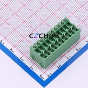 DB2EVHBG-3.5-2*10P-GN Plug-in Terminal Block Through hole,P=3.5mm Board-to-Board / Socket - Closed Snap Fixing 2x10P 3.5mm - Product Image 2