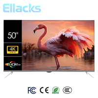 TV LED Pintar Tanpa Bingkai 50'' Hitam untuk Hotel, Resolusi Tinggi 4K UHD, Layar Datar Grosir