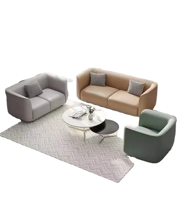 Conjunto de sofás de escritório modernos, sofá de couro para recepção de hotel, lobby de hotel, beleza e spa, sala de recepção CEO