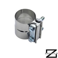Collier de serrage double tuyau réglable en acier inoxydable 304 poli de 2,0 pouces haute performance, à joint superposé, anti-fuite