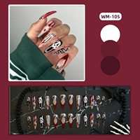 Faux Ongles Gothiques Acryliques Rouge Sang Effet Couteau Serpent Ghostface Longs Stilettos Horreur Halloween pour Femmes Vente en Gros