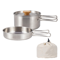 Vente en gros Cuisine légère Sac à dos Extérieur 304 Acier inoxydable Camping Casseroles et Casseroles Batterie de cuisine