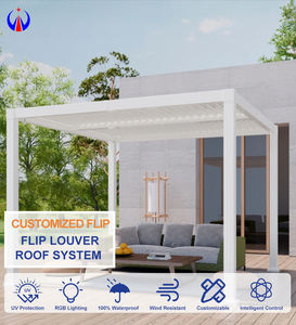 ศาลาอลูมิเนียมรักษ์โลกสมัยใหม่พร้อมหลังคาบานเกล็ดและม่านบังตาสำหรับพื้นที่<span class=keywords><strong>นั่งเล่น</strong></span>กลางแจ้งบริเวณสระว่ายน้ำหลังบ้าน - Product Image 3