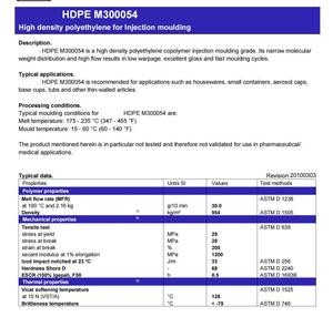 เม็ดพลาสติก HDPE M300054 เกรดอาหาร สำหรับการฉีดขึ้นรูปที่มีการไหลของวัสดุสูง เกรดสัมผัสอาหาร HDPE M300054 สำหรับใช้ในงานผลิตของใช้ในบ้าน - Product Image 6