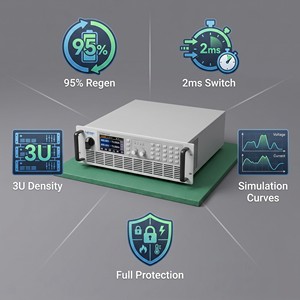 Fuente de Alimentación Bidireccional Regenerativa de Alta Potencia 3U 800V 75A 18kW, Programable, de Dos Cuadrantes, con Carga Electrónica - Product Image 6