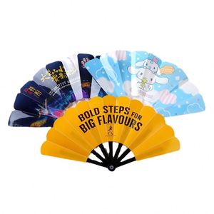 Cadeaux publicitaires Éventail rond en plastique imprimé Éventail de mariage en papier personnalisé Éventail portable personnalisé kpop pliable en bambou - Product Image 1