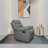 Fauteuil inclinable moderne NKOL en cuir PU, coussin gris, dossier rembourré, accoudoirs rembourrés, canapé-lit pour salon, siège individuel, pieds en métal