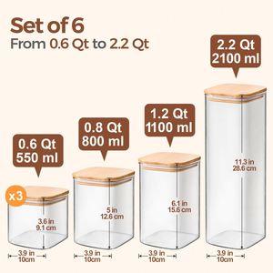 Airtight <b>Kitchen</b> <b>Jar</b> Food <b>Storage</b> <b>Jar</b> Borosilicate Glass Canister With Bamboo Lid - Product Image 2