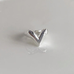 V Shaped Heart <b>Ring</b> S925 Sterling <b>Silver</b> Open Adjustable Unisex Fashion Jewelry Gift - Product Image 2