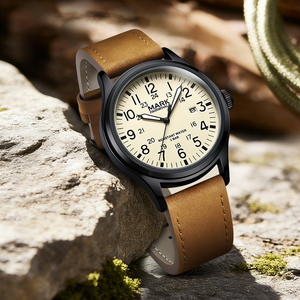 Montre à quartz décontractée MARK FAIRWHALE pour étudiant, étanche 30M, bracelet en <span class=keywords><strong>cuir</strong></span> marron, boîtier mat, verre minéral, pour l'apprentissage quotidien - Product Image 4