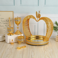 Brûleur d'encens Bakhoor en métal de décoration en cristal de couleur arabe de luxe avec plateau en forme de pomme pour la décoration intérieure