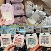 Boîte cadeau cosmétique pour faux ongles à porter, avec fenêtre, logo estampé or à chaud, oreille de suspension, double insert, carte blanche personnalisable