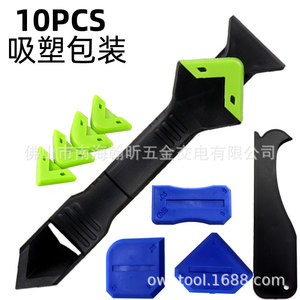 10Pcs <b>Plastic</b> <b>Putty</b> Knife Set Triangular Blade For Adhesive Application DIY Tools Green Blue Color - Product Image 1