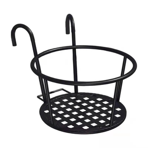Macetas de valla de Metal colgantes de arte del <span class=keywords><strong>hierro</strong></span> con soporte sobre el riel para decoración de jardín al aire libre maceta cestas colgantes - Product Image 5