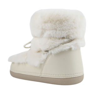 Sepatu bot pendek wanita, sepatu bot salju musim dingin bulu kelinci rubah palsu hak rendah hangat untuk wanita - Product Image 5