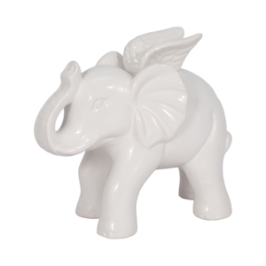 Figurine d'éléphant en céramique avec ailes, pour la décoration de la maison, salle de bain, bureau, salon, présentoir sur étagère - Product Image 2